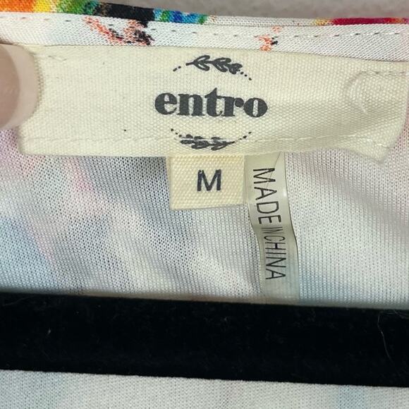 Entro Floral Mini Sundress V-Neck Sleeveless Spring Summer Medium - Picture 8 of 9